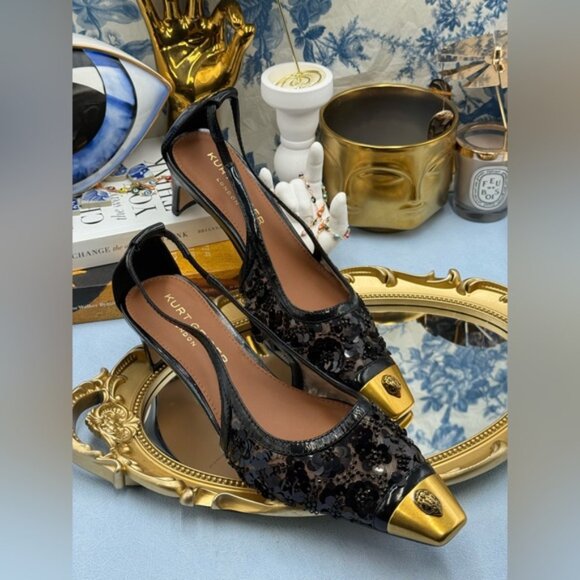 🆕 KURT GEIGER LONDON 🧿 NWOB Regent Floral Sequin Low Heel Slingback Sz 37 US 7 - Picture 7 of 14
